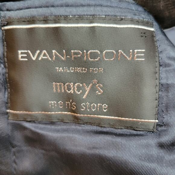EVAN PICONE 100% Silk Navy Sport Coat Suit Blazer 2 Button Single Vent Macys 46 - Picture 2 of 7